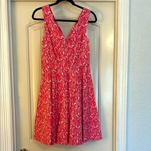 Maeve - pink and white cotton / poly v-neck sleeveless sundress. Size 6